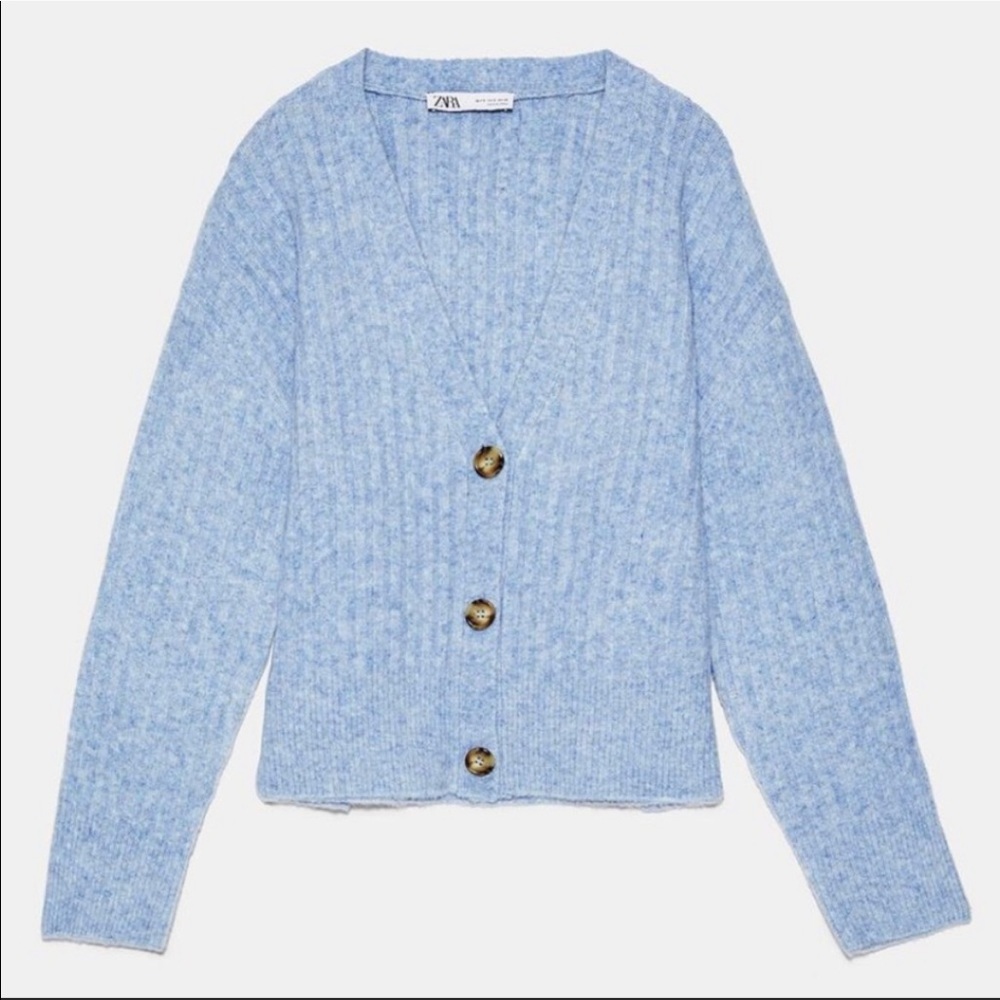 Zara blue cardigan with button S